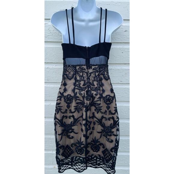 Emerald Sundae Dress Sz 3/4 Black Nude Lace Sequin Strappy Sleeveless Mini - Picture 3 of 6